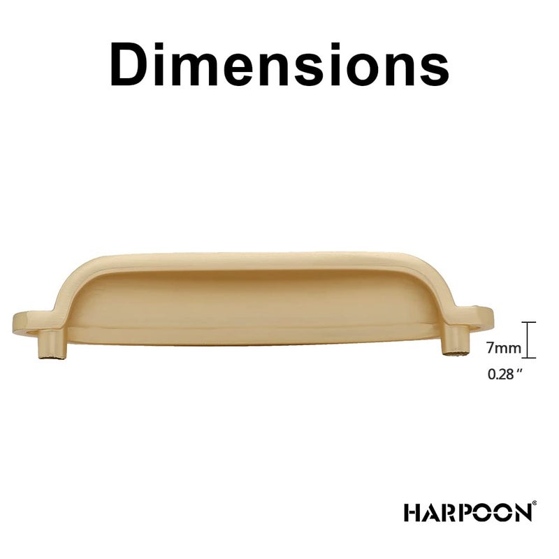 HARPOON Cup Handle Pulls Kitchen Drawer Cabinet Hardware European Style 3 Inch 10 Pack Brushed Gold - Image 4